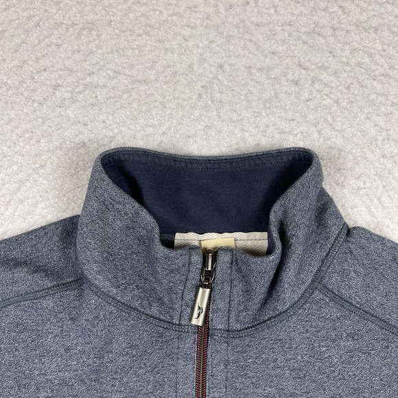 Tommy Bahama Pullover Mens Medium Blue‎ Reversible 1/4 Zip Preppy Golf Workwear - Picture 4 of 15